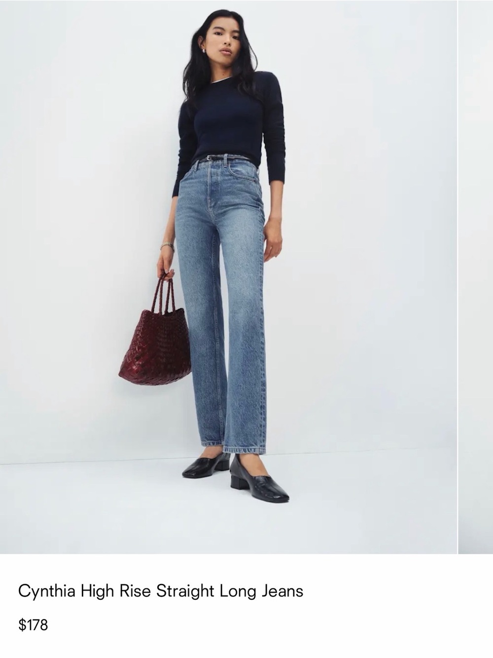 Reformation High-Rise Straight Jeans - Medium Blue